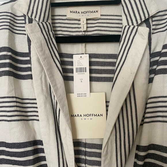Mara  Hoffman Diega Swim Coverup cream and black stripes, Anthropologie size M - Picture 3 of 7